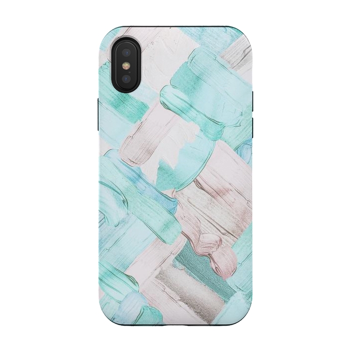 iPhone Xs / X StrongFit Blush Teal Acrylic Thick Brush Strokes Pattenr by  Utart
