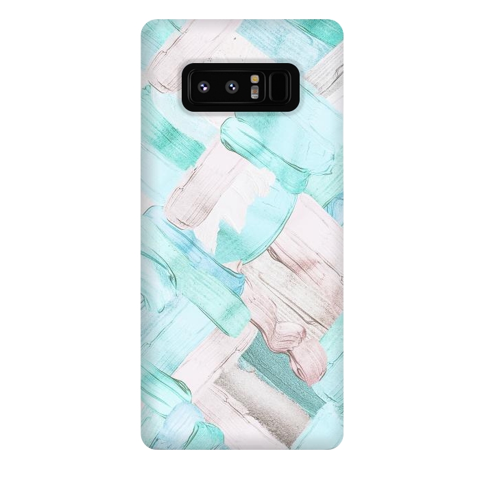 Galaxy Note 8 StrongFit Blush Teal Acrylic Thick Brush Strokes Pattenr by  Utart