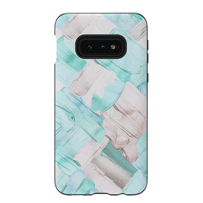 Galaxy S10e StrongFit Blush Teal Acrylic Thick Brush Strokes Pattenr by  Utart