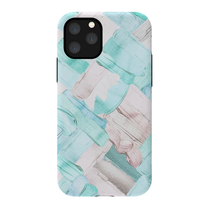iPhone 11 Pro StrongFit Blush Teal Acrylic Thick Brush Strokes Pattenr by  Utart
