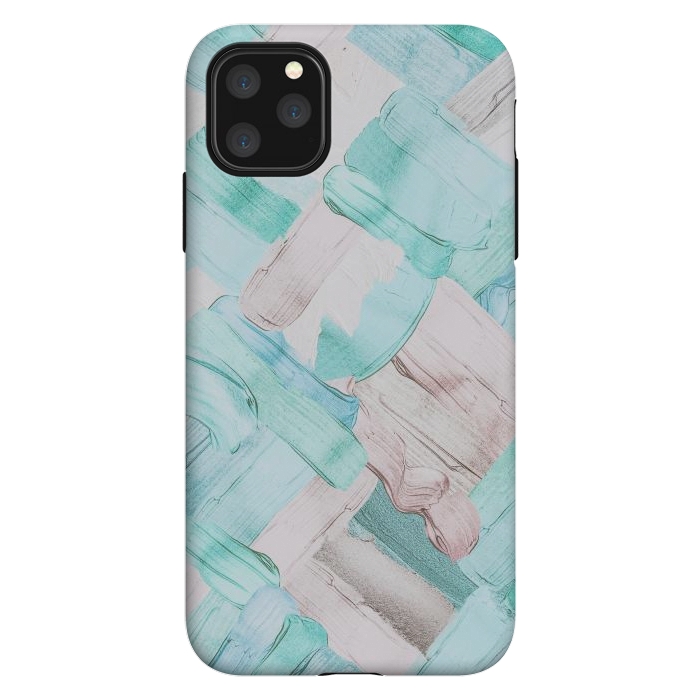 iPhone 11 Pro Max StrongFit Blush Teal Acrylic Thick Brush Strokes Pattenr by  Utart