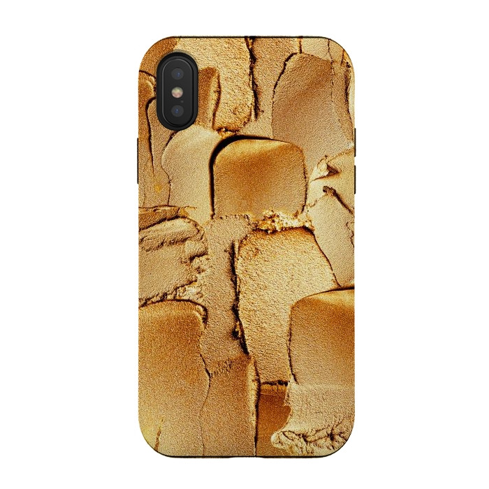 iPhone Xs / X StrongFit Faux Gold Acrylic Brush Strokes by  Utart