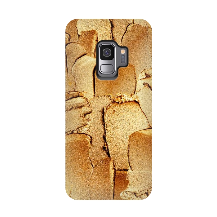 Galaxy S9 StrongFit Faux Gold Acrylic Brush Strokes by  Utart