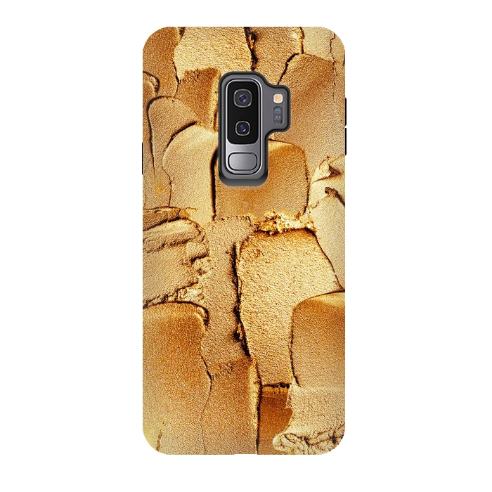 Galaxy S9 plus StrongFit Faux Gold Acrylic Brush Strokes by  Utart