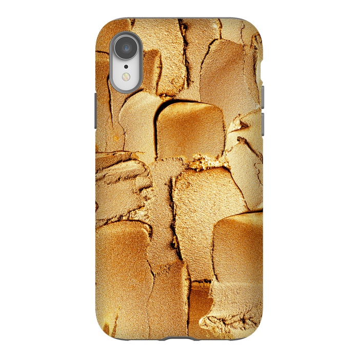 iPhone Xr StrongFit Faux Gold Acrylic Brush Strokes by  Utart