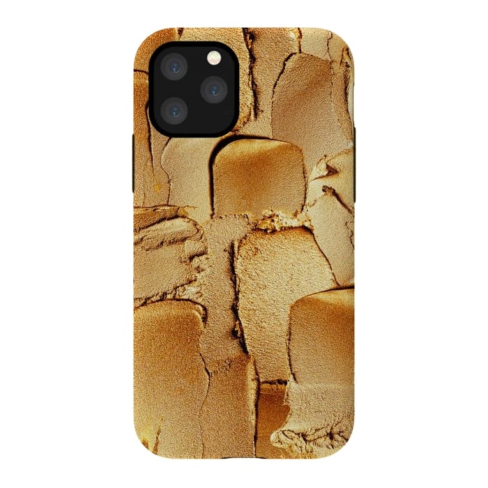 iPhone 11 Pro StrongFit Faux Gold Acrylic Brush Strokes by  Utart