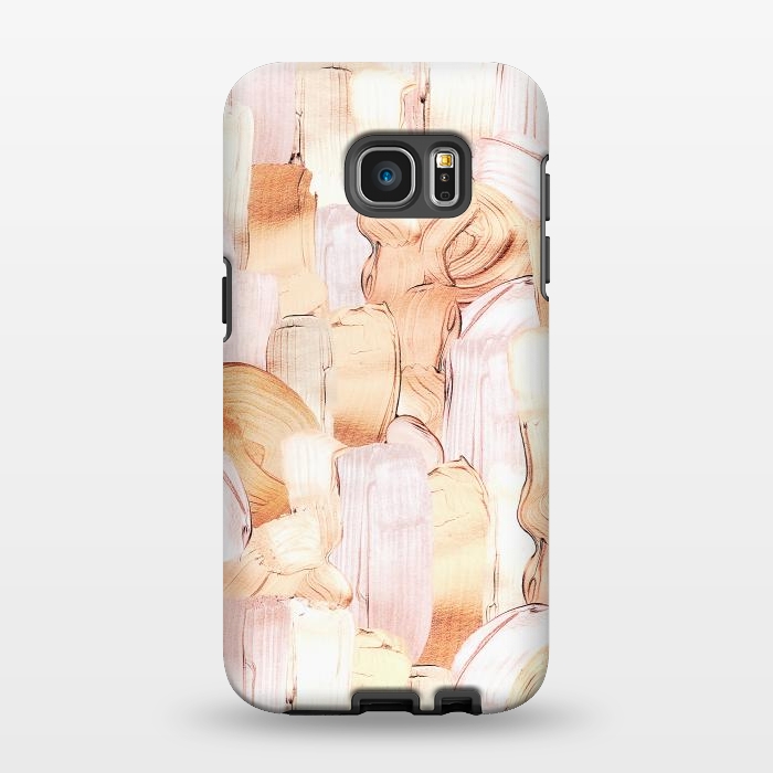 Galaxy S7 EDGE StrongFit Blush Faux Gold Copper Acrylic Brush Strokes by  Utart
