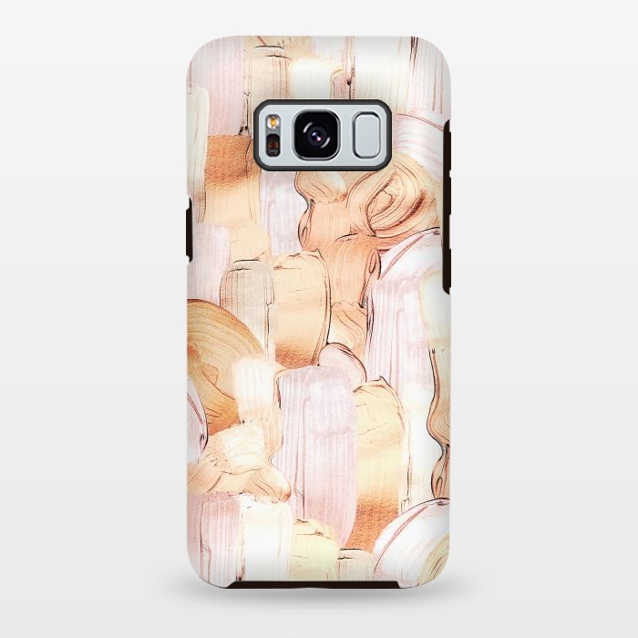 Galaxy S8 plus StrongFit Blush Faux Gold Copper Acrylic Brush Strokes by  Utart
