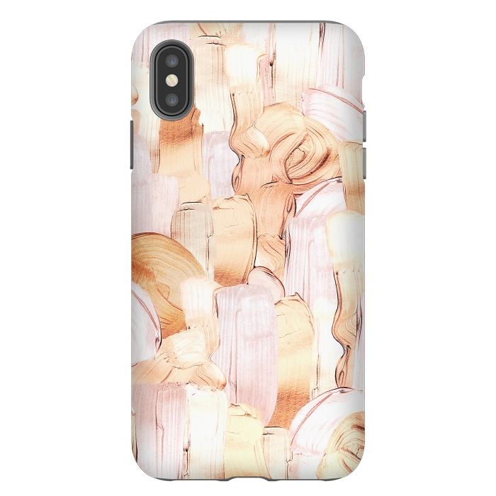 iPhone Xs Max StrongFit Blush Faux Gold Copper Acrylic Brush Strokes by  Utart
