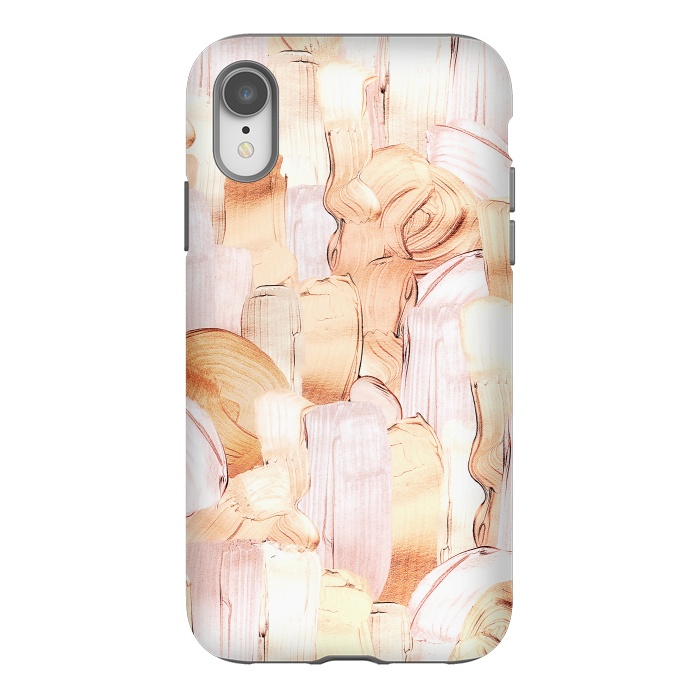 iPhone Xr StrongFit Blush Faux Gold Copper Acrylic Brush Strokes by  Utart