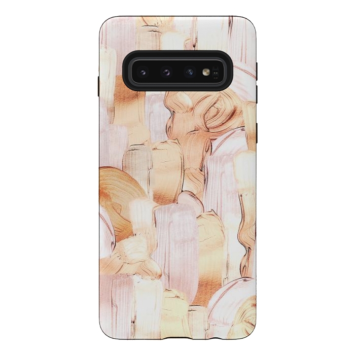Galaxy S10 StrongFit Blush Faux Gold Copper Acrylic Brush Strokes by  Utart