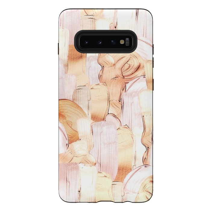 Galaxy S10 plus StrongFit Blush Faux Gold Copper Acrylic Brush Strokes by  Utart