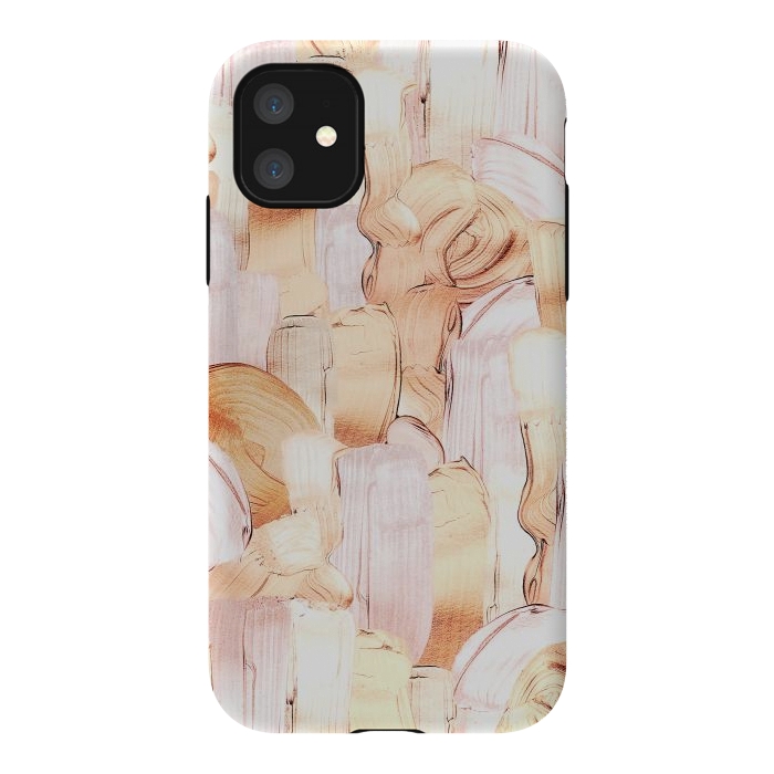 iPhone 11 StrongFit Blush Faux Gold Copper Acrylic Brush Strokes by  Utart