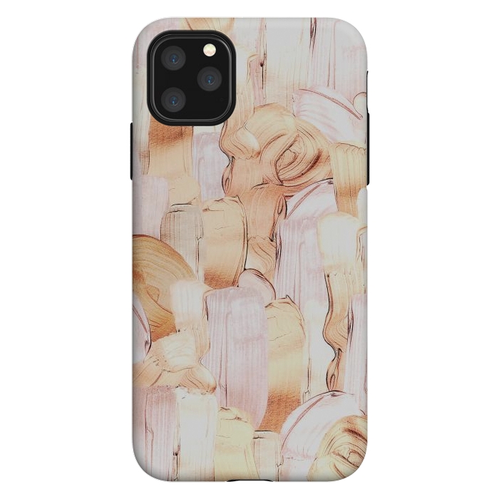 iPhone 11 Pro Max StrongFit Blush Faux Gold Copper Acrylic Brush Strokes by  Utart