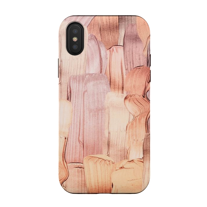 iPhone Xs / X StrongFit Copper Blush Gold  Acrylic Brush Strokes by  Utart