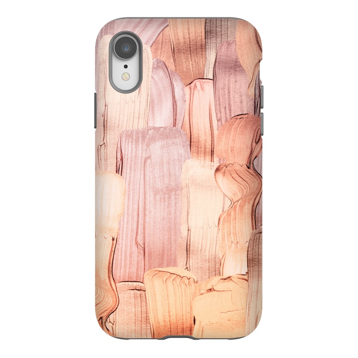 iPhone Xr StrongFit Copper Blush Gold  Acrylic Brush Strokes by  Utart