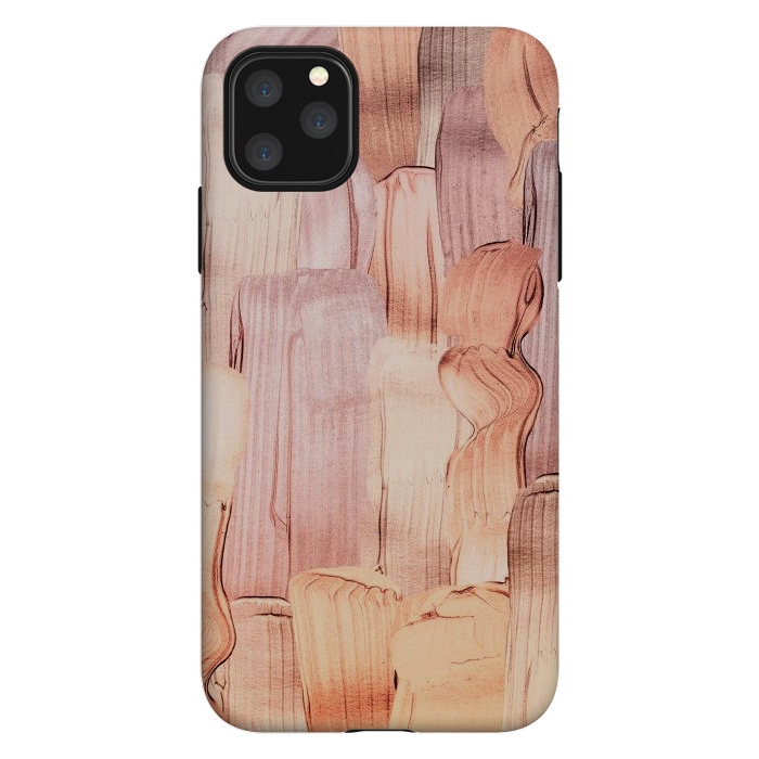 iPhone 11 Pro Max StrongFit Copper Blush Gold  Acrylic Brush Strokes by  Utart