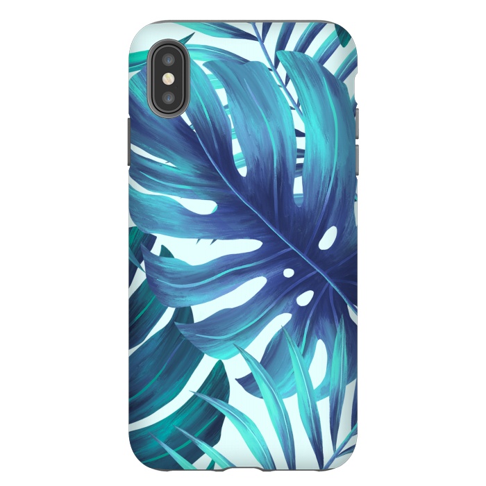 iPhone Xs Max StrongFit blue Fern leaves by haroulita
