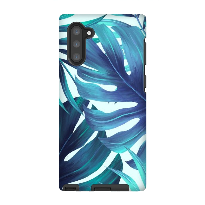 Galaxy Note 10 StrongFit blue Fern leaves by haroulita