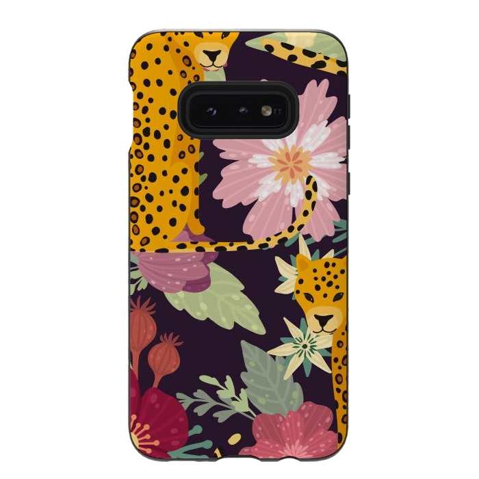 Galaxy S10e StrongFit floral leopard by haroulita