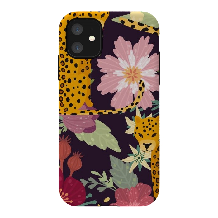 iPhone 11 StrongFit floral leopard by haroulita