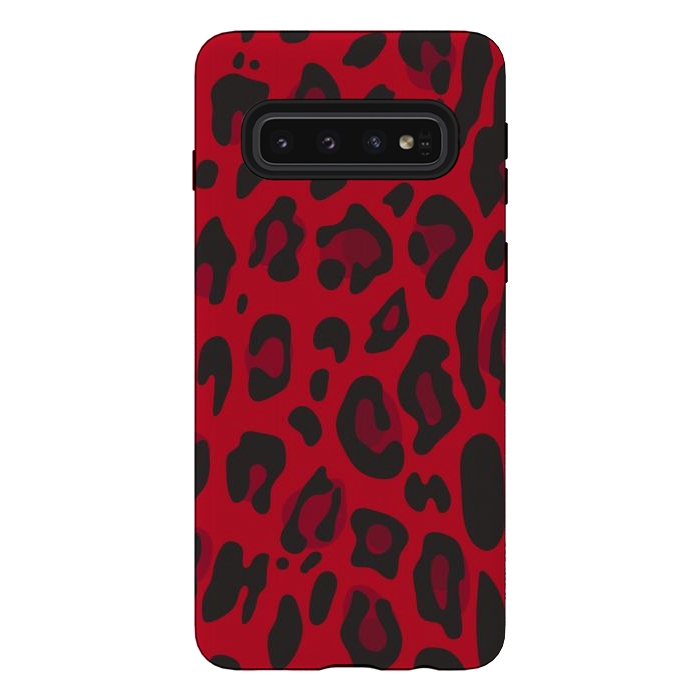Galaxy S10 StrongFit red animal print by haroulita