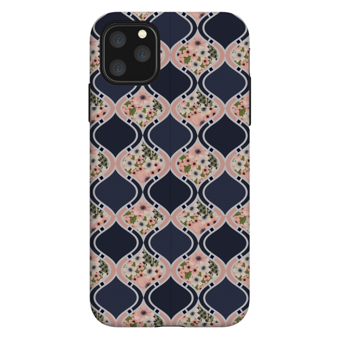iPhone 11 Pro Max StrongFit blue peach floral print by MALLIKA