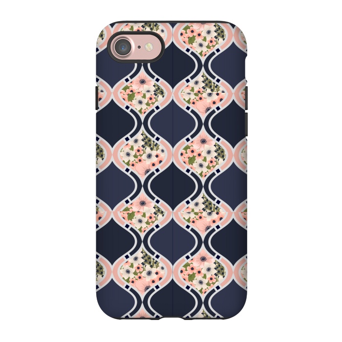 iPhone 7 StrongFit blue peach floral print by MALLIKA