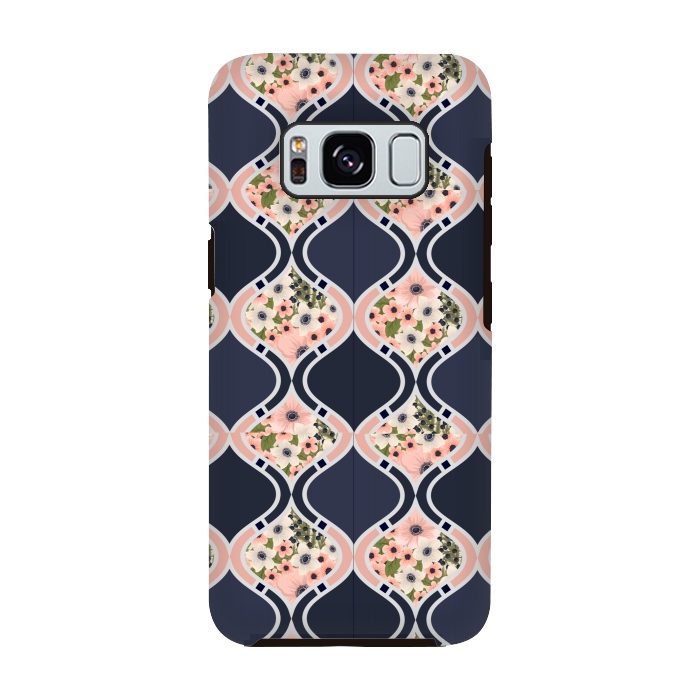 Galaxy S8 StrongFit blue peach floral print by MALLIKA