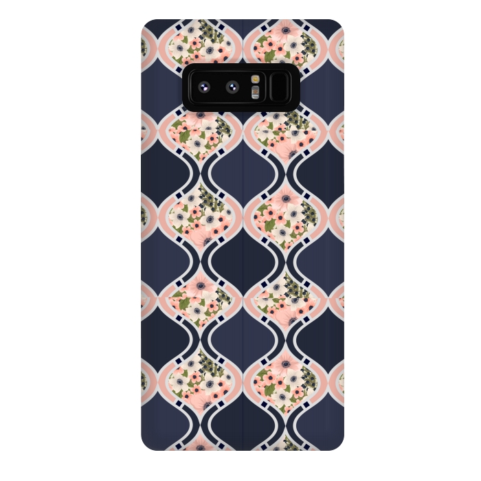 Galaxy Note 8 StrongFit blue peach floral print by MALLIKA