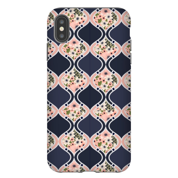 iPhone Xs Max StrongFit blue peach floral print by MALLIKA