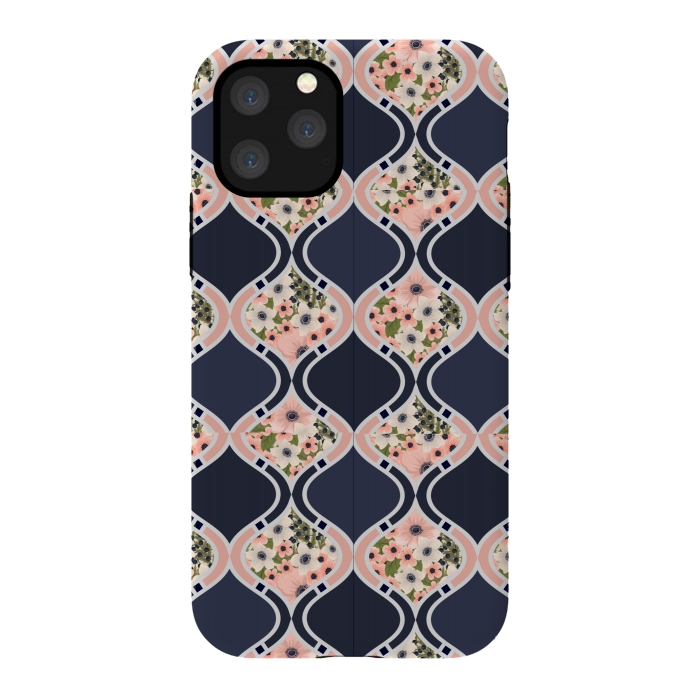 iPhone 11 Pro StrongFit blue peach floral print by MALLIKA