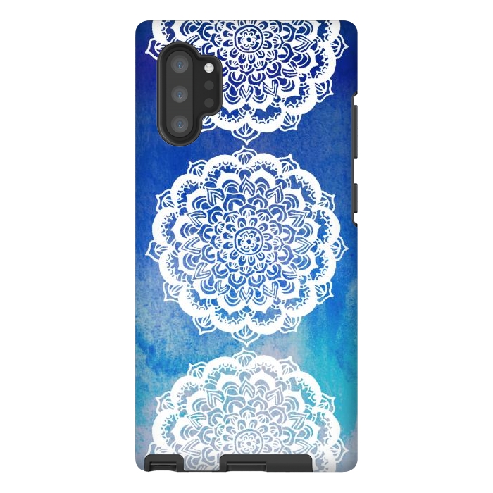 Galaxy Note 10 plus StrongFit Intricate Mandala on Watercolor Blue by Tangerine-Tane