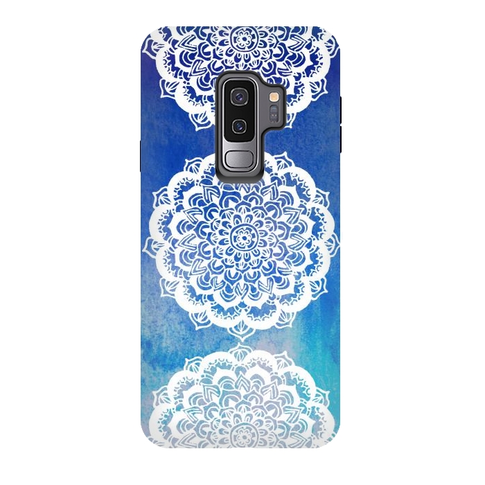 Galaxy S9 plus StrongFit Intricate Mandala on Watercolor Blue by Tangerine-Tane
