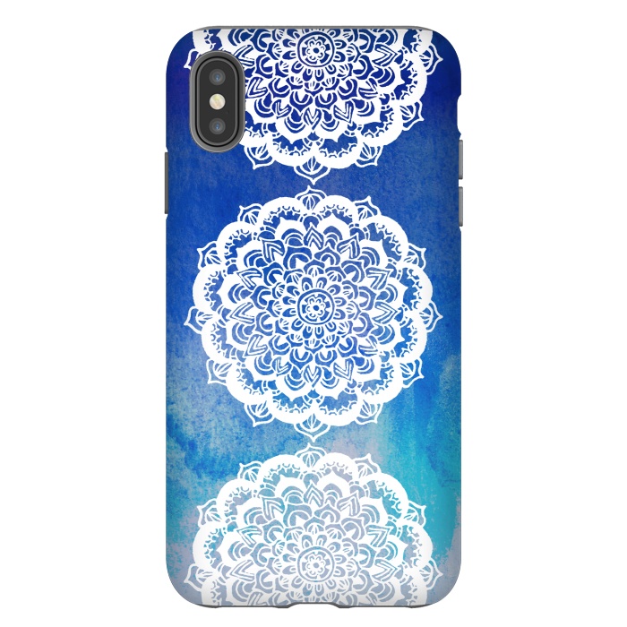 iPhone Xs Max StrongFit Intricate Mandala on Watercolor Blue by Tangerine-Tane