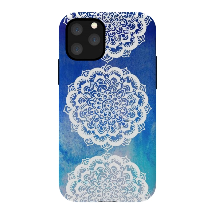 iPhone 11 Pro StrongFit Intricate Mandala on Watercolor Blue by Tangerine-Tane