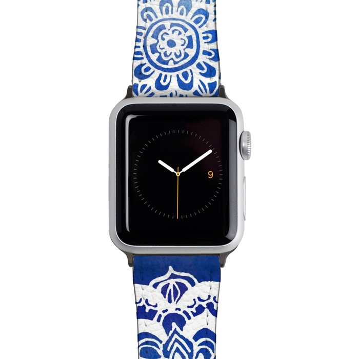 Watch 38mm / 40mm Strap PU leather Intricate Mandala on Watercolor Blue by Tangerine-Tane