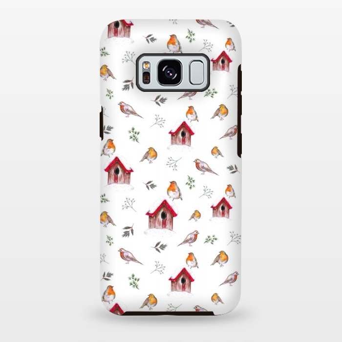 Galaxy S8 plus StrongFit Cute Winter Robins by Negin Mf