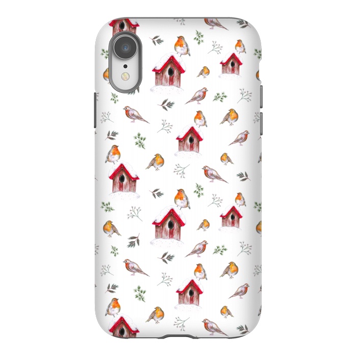 iPhone Xr StrongFit Cute Winter Robins by Negin Mf