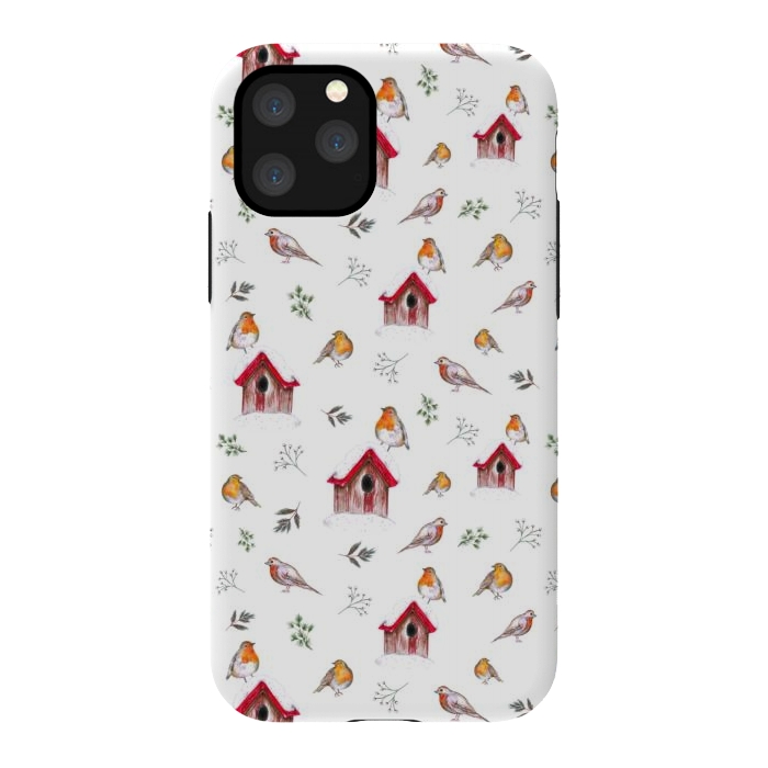 iPhone 11 Pro StrongFit Cute Winter Robins by Negin Mf