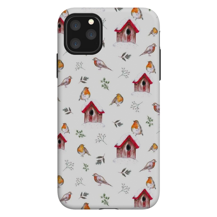 iPhone 11 Pro Max StrongFit Cute Winter Robins by Negin Mf