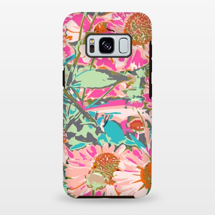 Galaxy S8 plus StrongFit Pink Sunflowers Pattern by Uma Prabhakar Gokhale