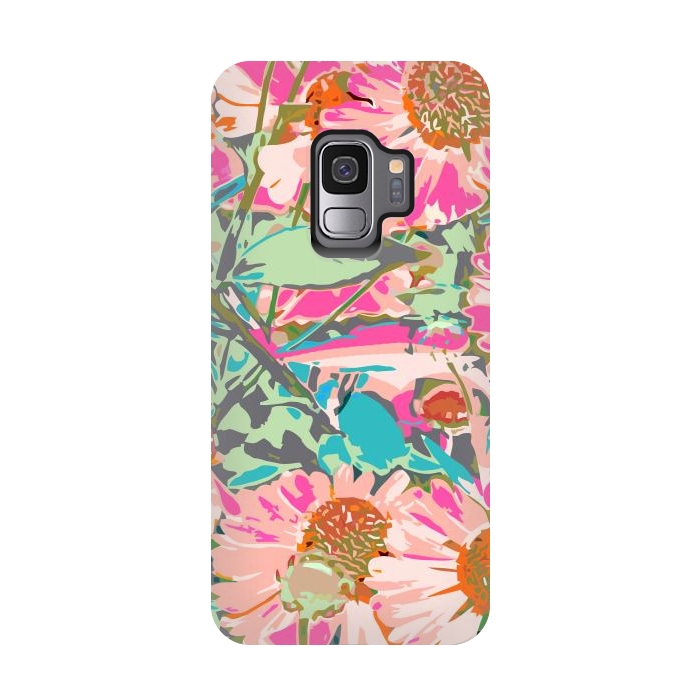 Galaxy S9 StrongFit Pink Sunflowers Pattern by Uma Prabhakar Gokhale