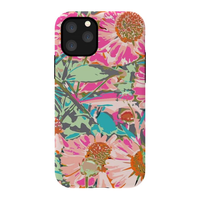 iPhone 11 Pro StrongFit Pink Sunflowers Pattern by Uma Prabhakar Gokhale