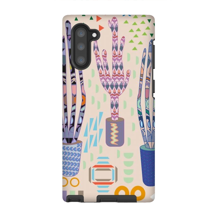 Galaxy Note 10 StrongFit Cactus desert with pattern by Nina Leth