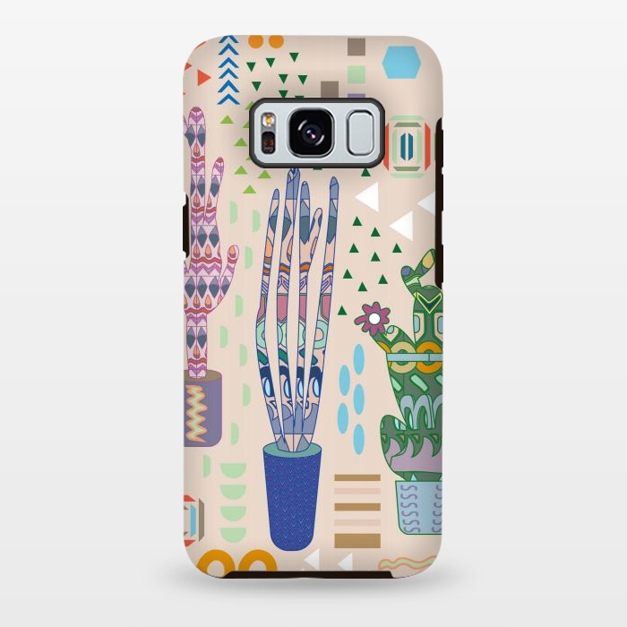 Galaxy S8 plus StrongFit Cactus desert with pattern by Nina Leth
