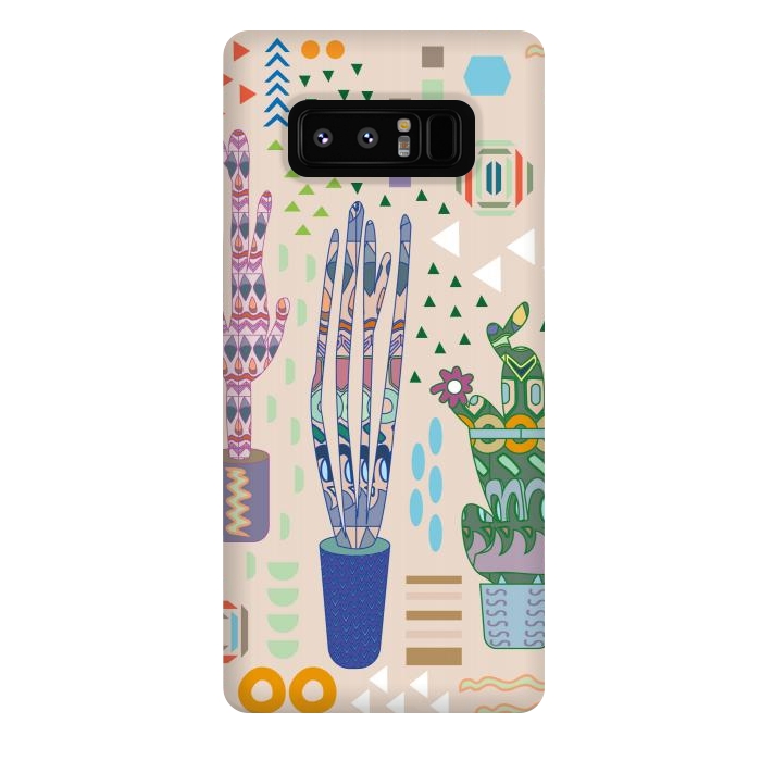 Galaxy Note 8 StrongFit Cactus desert with pattern by Nina Leth