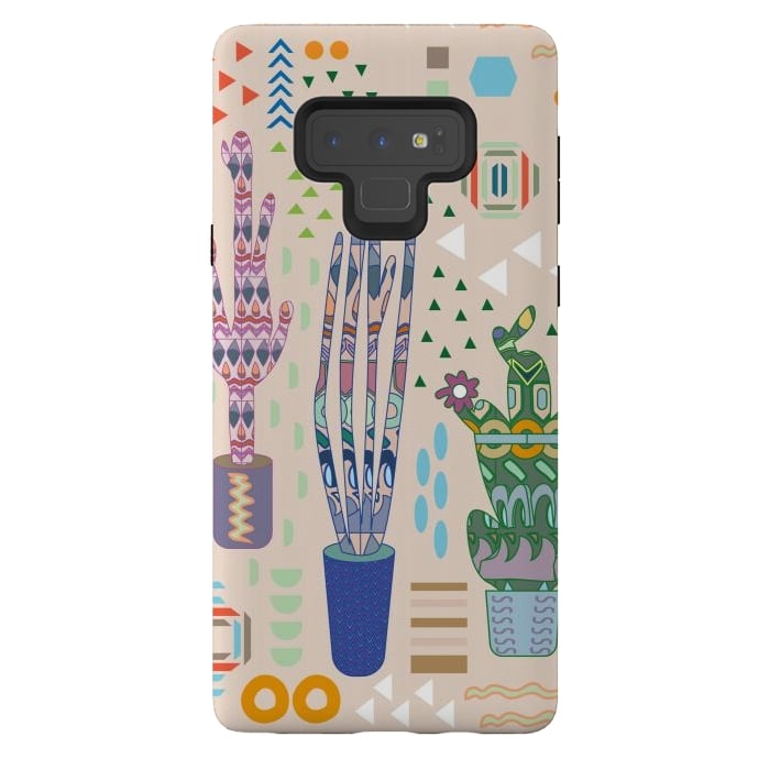 Galaxy Note 9 StrongFit Cactus desert with pattern by Nina Leth