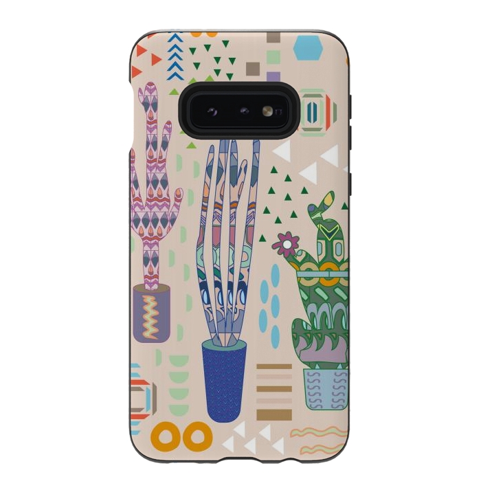 Galaxy S10e StrongFit Cactus desert with pattern by Nina Leth