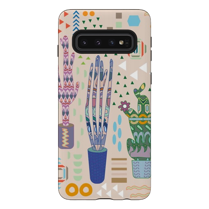 Galaxy S10 StrongFit Cactus desert with pattern by Nina Leth
